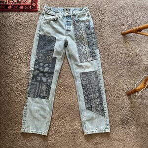 Patchwork Light Wash Women’s Jeans - Blue